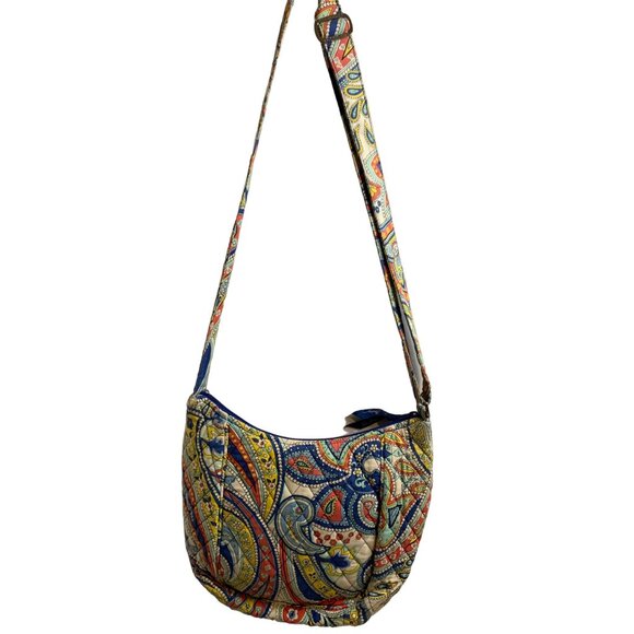 Boho Quilted Crossbody Bag Paisley Patchwork Adjustable Strap Cotton Purse - Picture 9 of 10